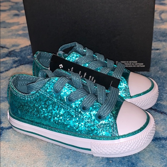 Converse Shoes Converse Ctas Ox Girl Blue Glitter Shoes New Box